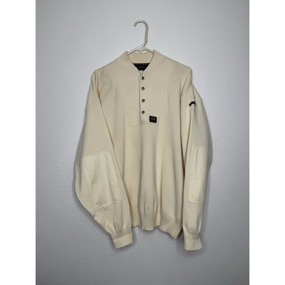 VTG Paul & Shark Yachting Sweater Fisherman Pullover XL Wool Blend Beige Italy